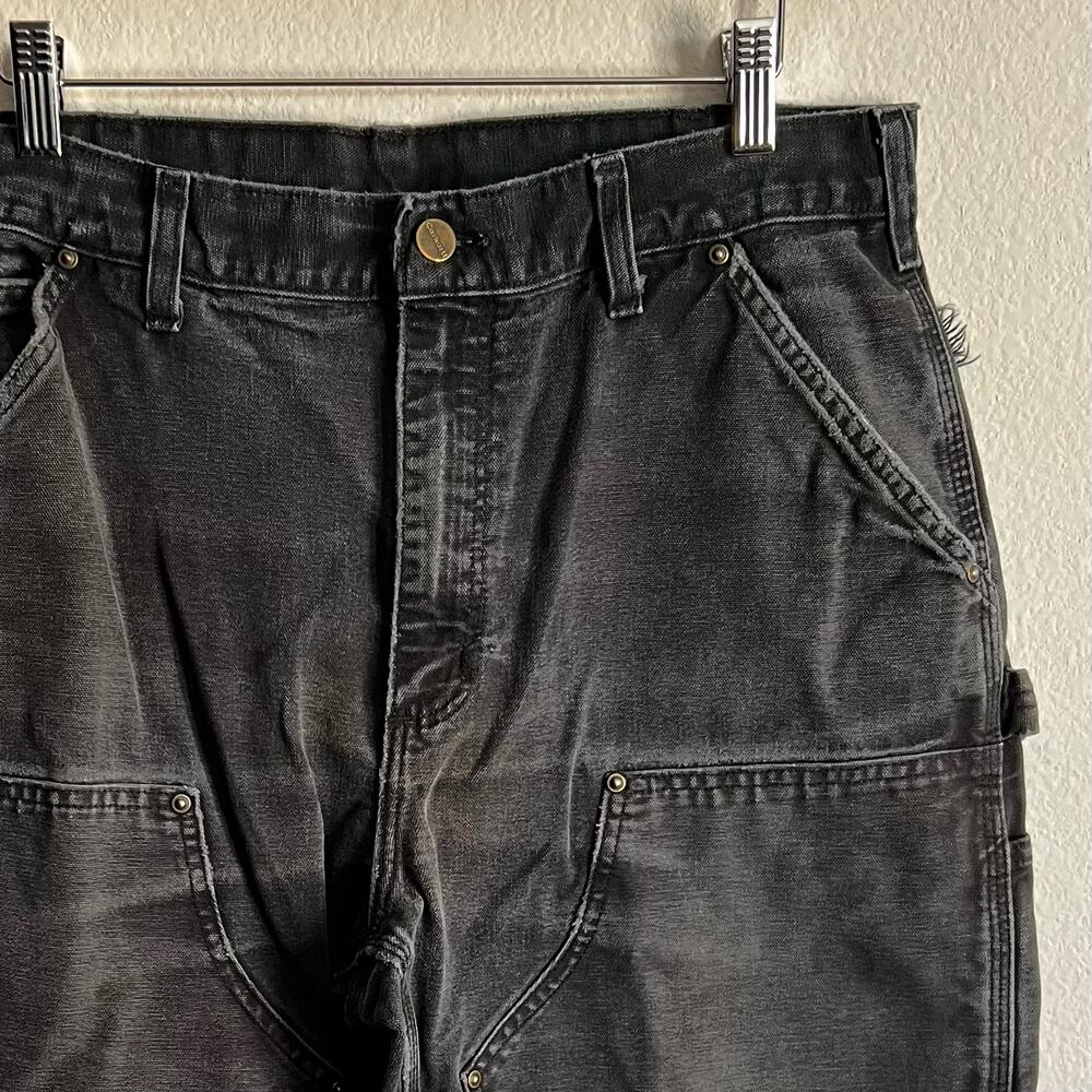 Carhartt faded black double knee work wear carpenter pants - Picture 8 of 12